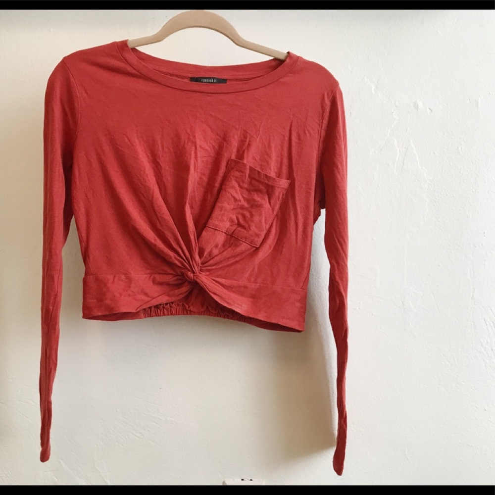 Rusty red tie crop top, Size S